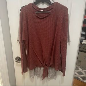 WAFFLE top, long sleeve lightweight, pull over